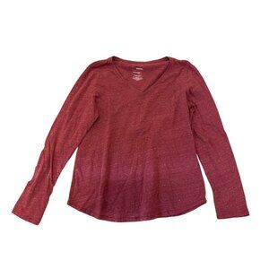 Sonoma Womens Everyday Tee L Red Long Sleeve V-Neck Comfortable Casual Wear